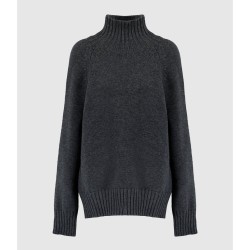 MAX MARA Pull Col Cheminée Mantova Laine Medium Gris