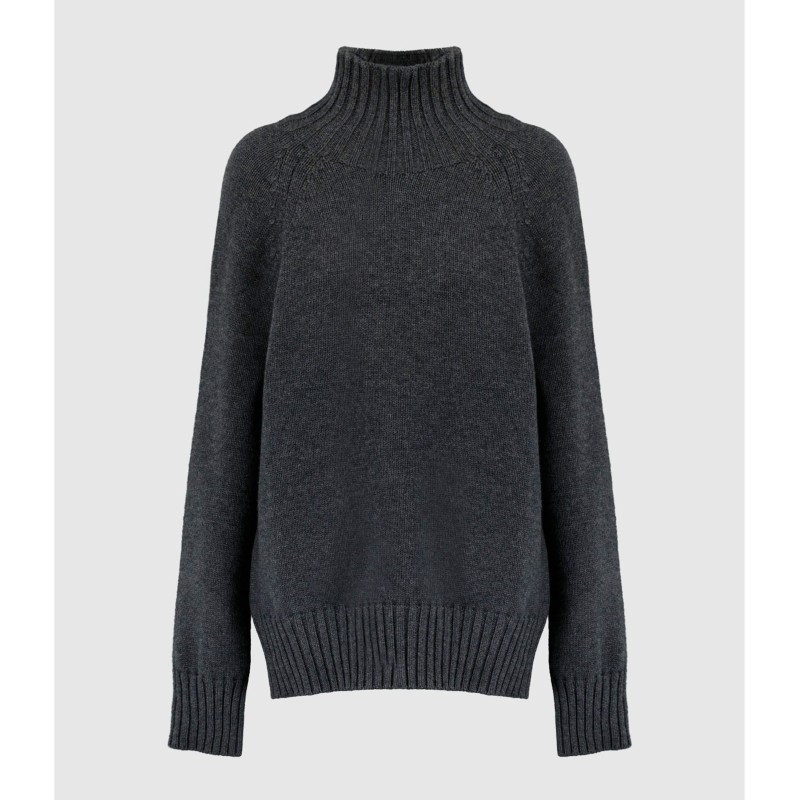 MAX MARA Pull Col Cheminée Mantova Laine Medium Gris