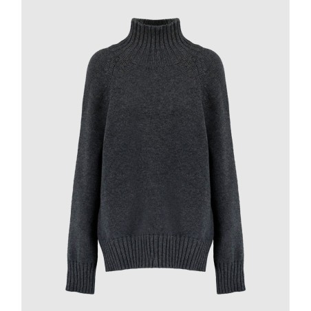 MAX MARA Pull Col Cheminée Mantova Laine Medium Gris