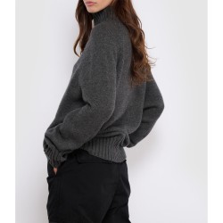 MAX MARA Pull Col Cheminée Mantova Laine Medium Gris