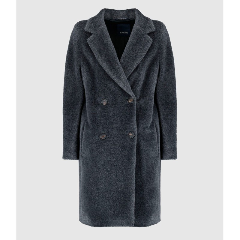 MAX MARA Manteau Mi-Long Roseto Laine Medium Grey