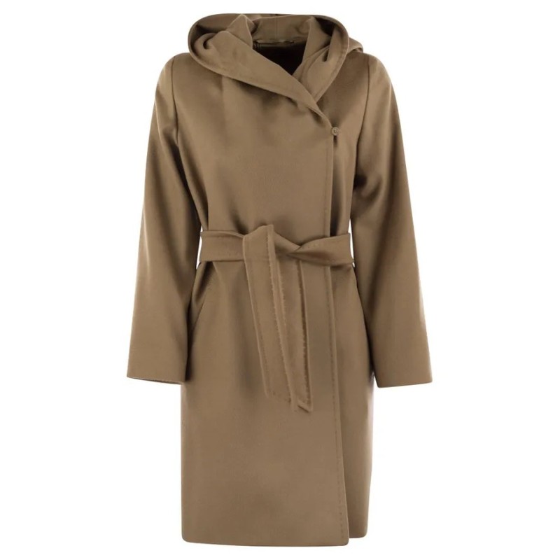 MAX MARA Max Mara Studio Newmang Wool Coat avec capuche Marron
